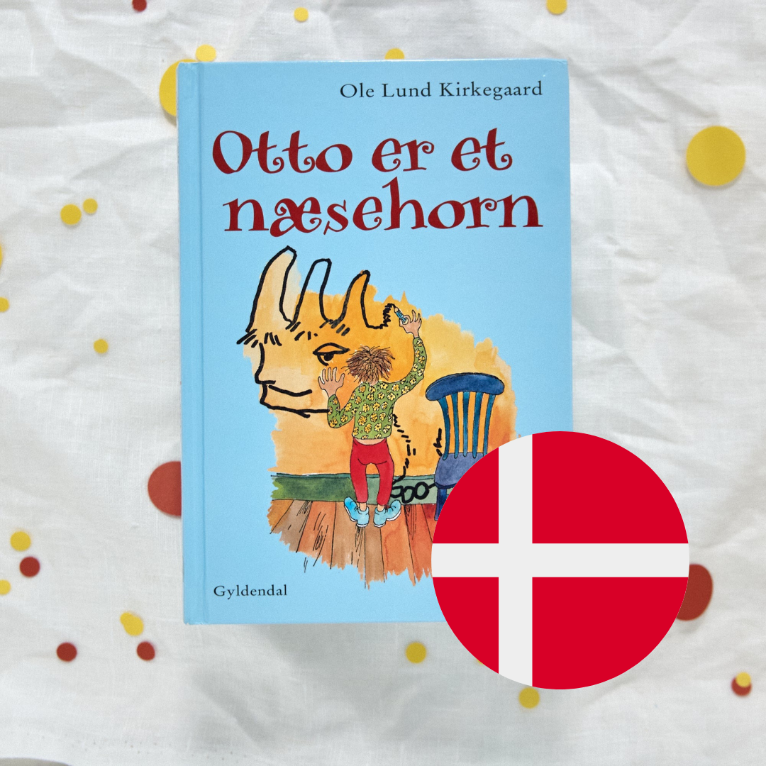 Danske barnebøker - Otto er et næsehorn med dansk flagg
